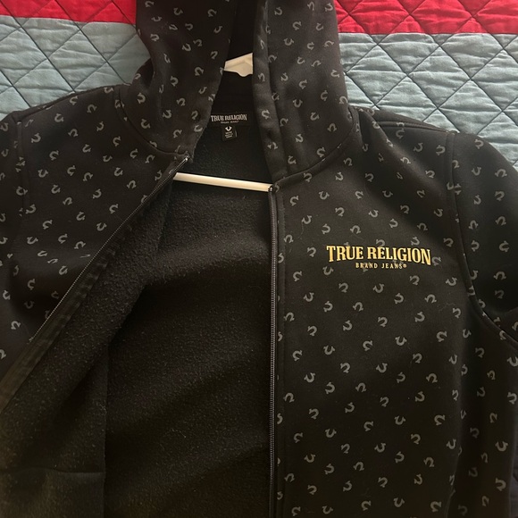 True Religion Black and Gold Patterned Hoodie - Picture 3 of 4